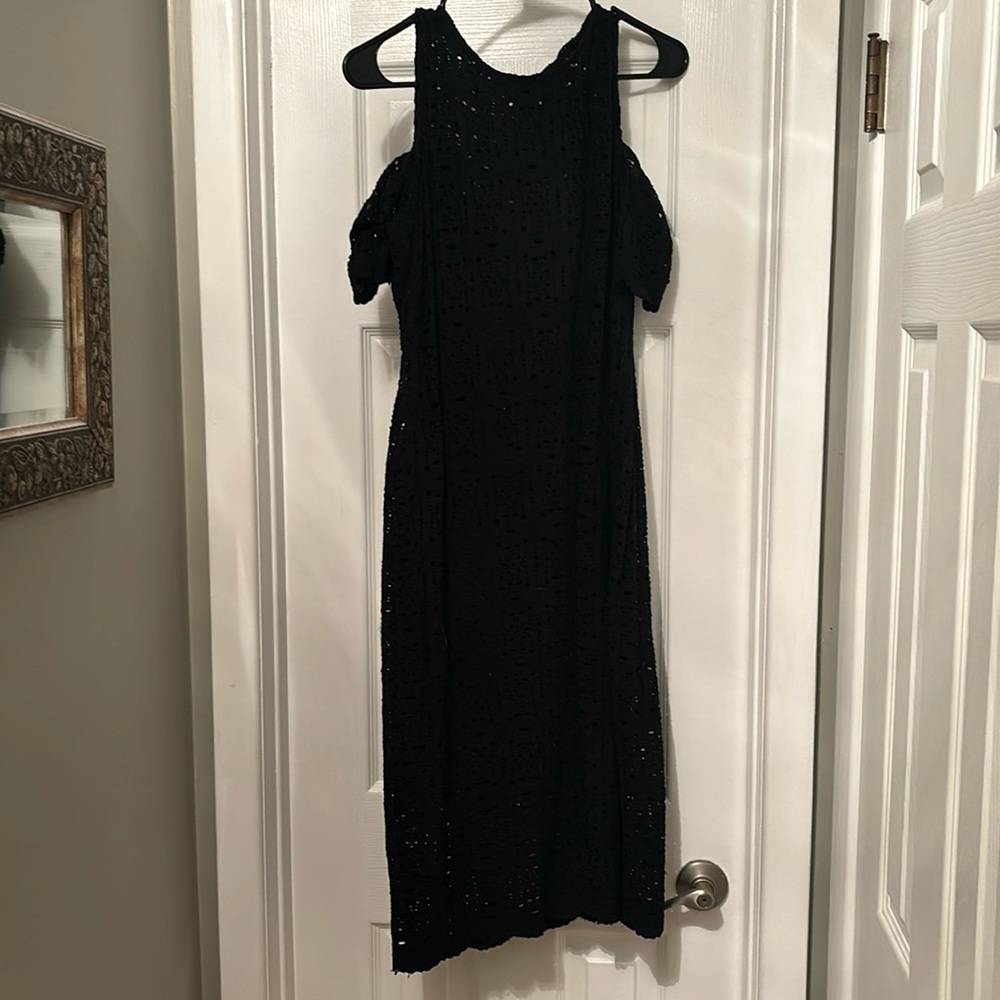 Black mid length formal lace dress